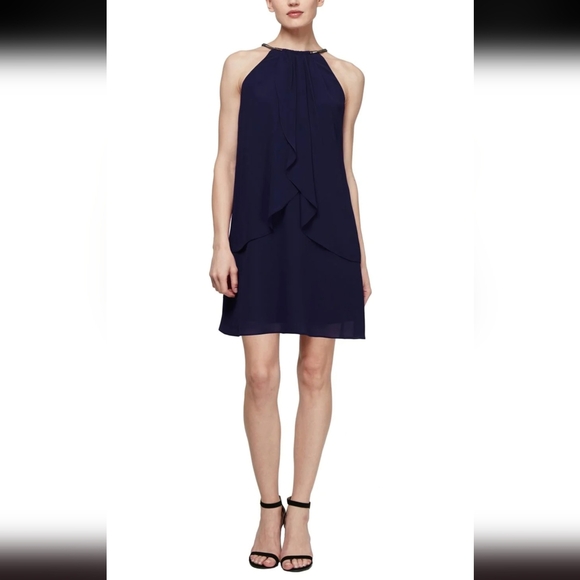 SLNY Chiffon Halter Dress NWT 6P - Picture 1 of 11